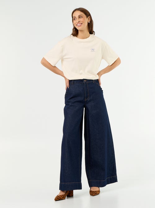 Jean wide leg avec poches découpées - Kiabi