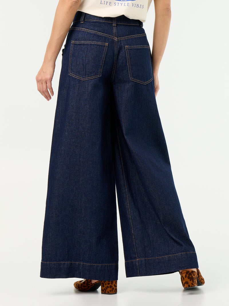 Jean wide leg avec poches découpées Bleu - Kiabi