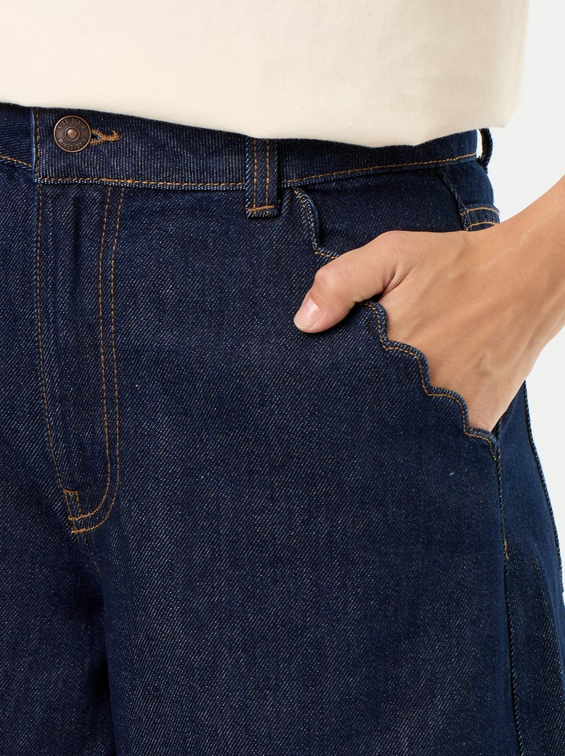 Jean wide leg avec poches découpées Bleu - Kiabi