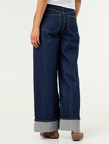 Jean wide leg avec revers à la base