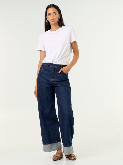 Jean wide leg avec revers à la base - Kiabi