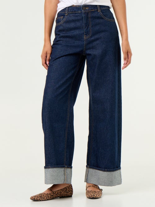 Jean wide leg avec revers à la base - Kiabi