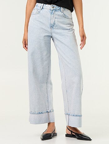 Jean wide leg avec revers à la base