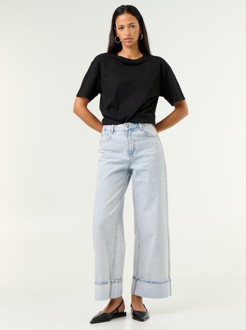 Jean wide leg avec revers à la base - Kiabi