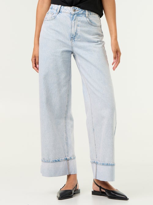 Jean wide leg avec revers à la base - Kiabi