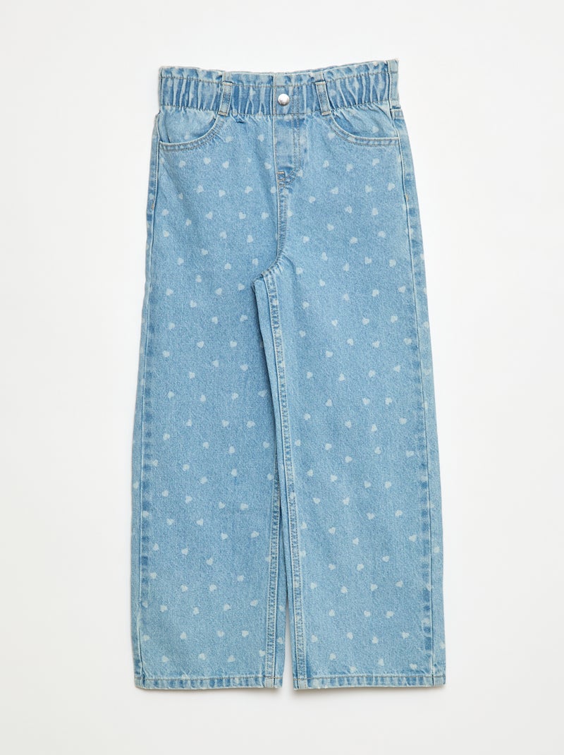 Jean wide leg avec taille élastiquée Bleu Fille Kiabi