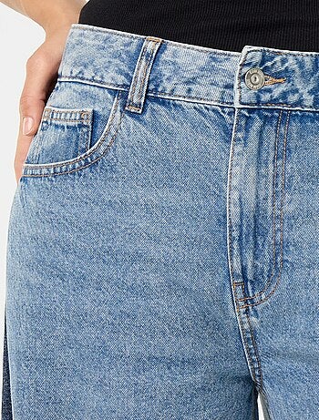 Jean wide leg contrasté sur les côtés
