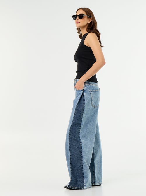 Jean wide leg contrasté sur les côtés - Kiabi