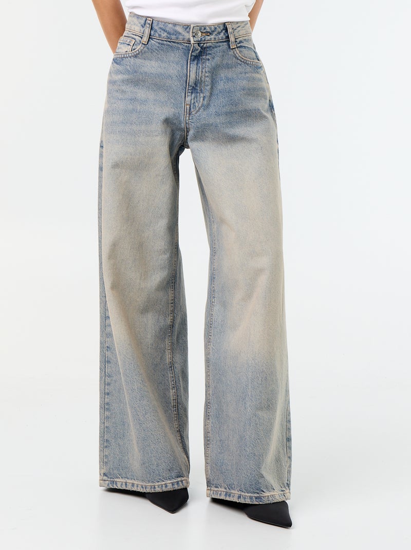 Jean wide leg / coupe large à motif Bleu - Kiabi