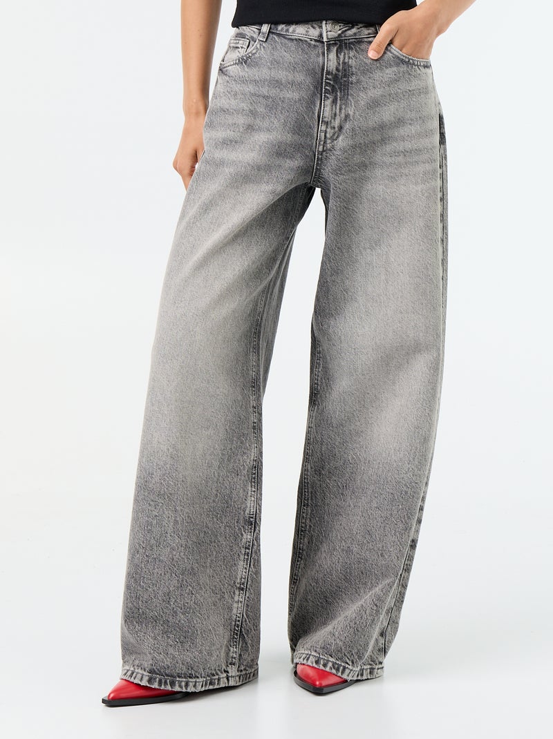 Jean wide leg / coupe large à motif Gris - Kiabi