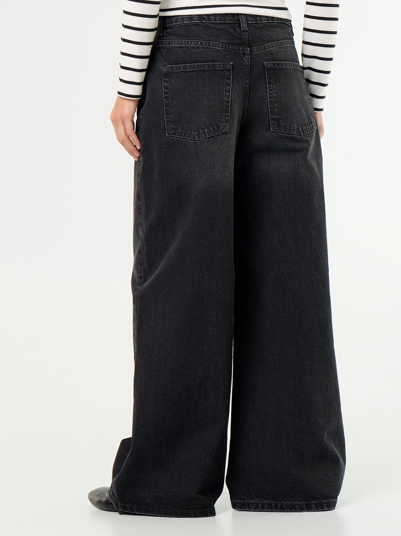 Jean wide leg / coupe large à motif Noir - Kiabi