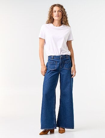 Jean wide leg / coupe large avec poches plaquées