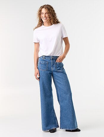 Jean wide leg / coupe large avec poches plaquées