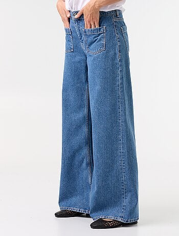 Jean wide leg / coupe large avec poches plaquées