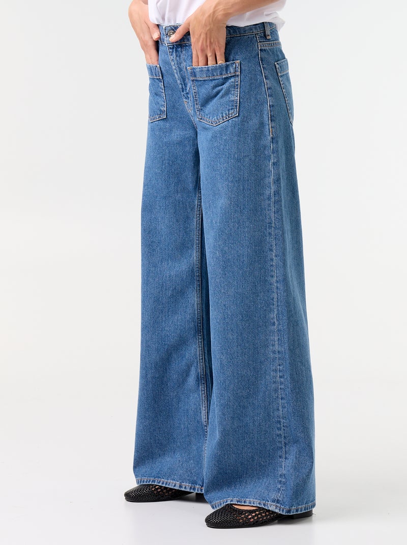 Jean wide leg / coupe large avec poches plaquées Bleu - Kiabi