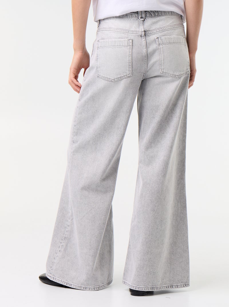 Jean wide leg / coupe large avec poches plaquées Gris - Kiabi