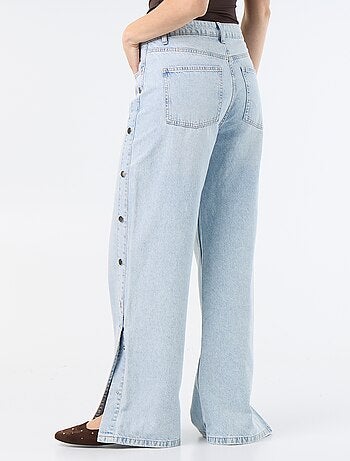 Jean wide leg / coupe large avec pressions factices sur les côtés
