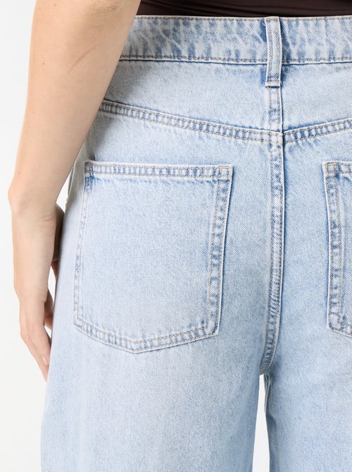 Jean wide leg / coupe large avec pressions factices sur les côtés - Kiabi