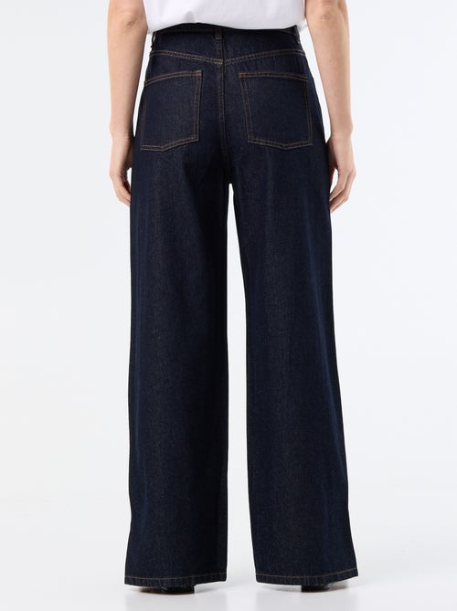 Jean wide leg / coupe large avec pressions factices sur les côtés - Kiabi