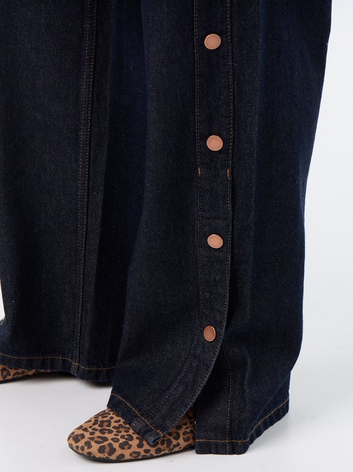 Jean wide leg / coupe large avec pressions factices sur les côtés - Kiabi