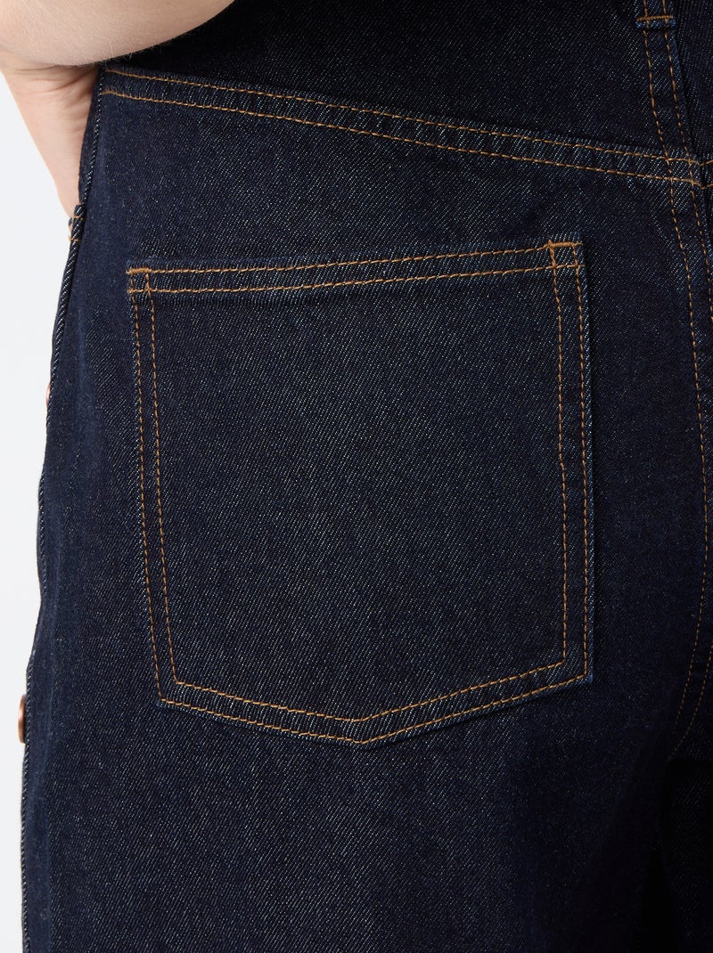 Jean wide leg / coupe large avec pressions factices sur les côtés Bleu - Kiabi