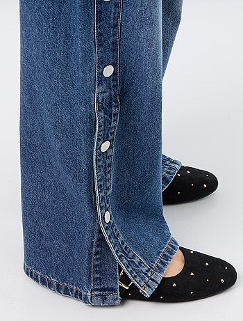 Jean wide leg / coupe large avec pressions factices sur les côtés