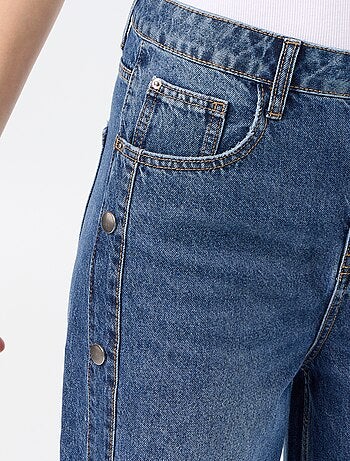 Jean wide leg / coupe large avec pressions factices sur les côtés
