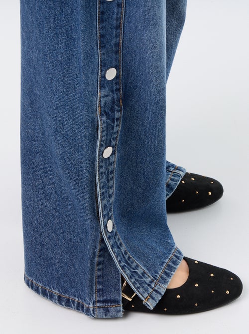 Jean wide leg / coupe large avec pressions factices sur les côtés - Kiabi