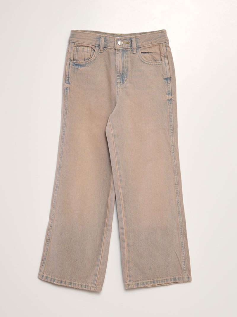 Jean wide leg effet délavé rose Bleu/rose - Kiabi