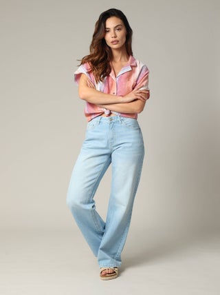 Jean Wide Leg en denim avec braguette à fermeture à glissière 'Deeluxe'