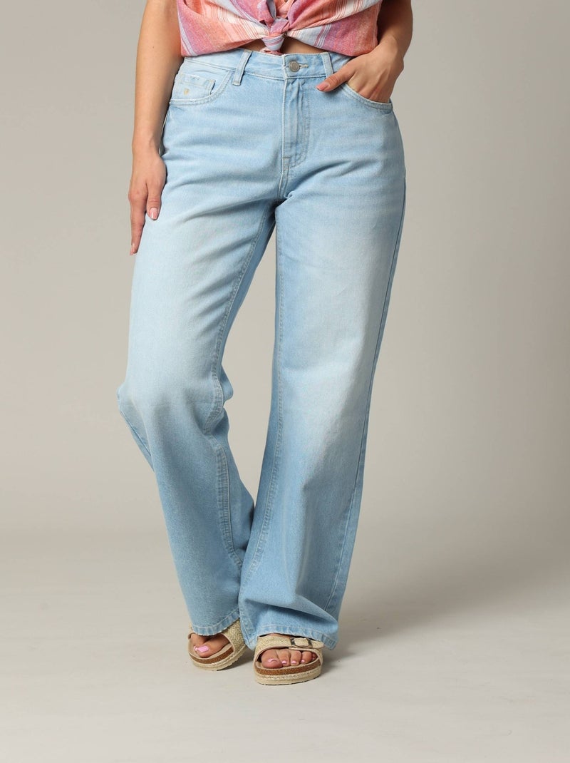 Jean Wide Leg en denim avec braguette à fermeture à glissière 'Deeluxe' Bleu ciel - Kiabi