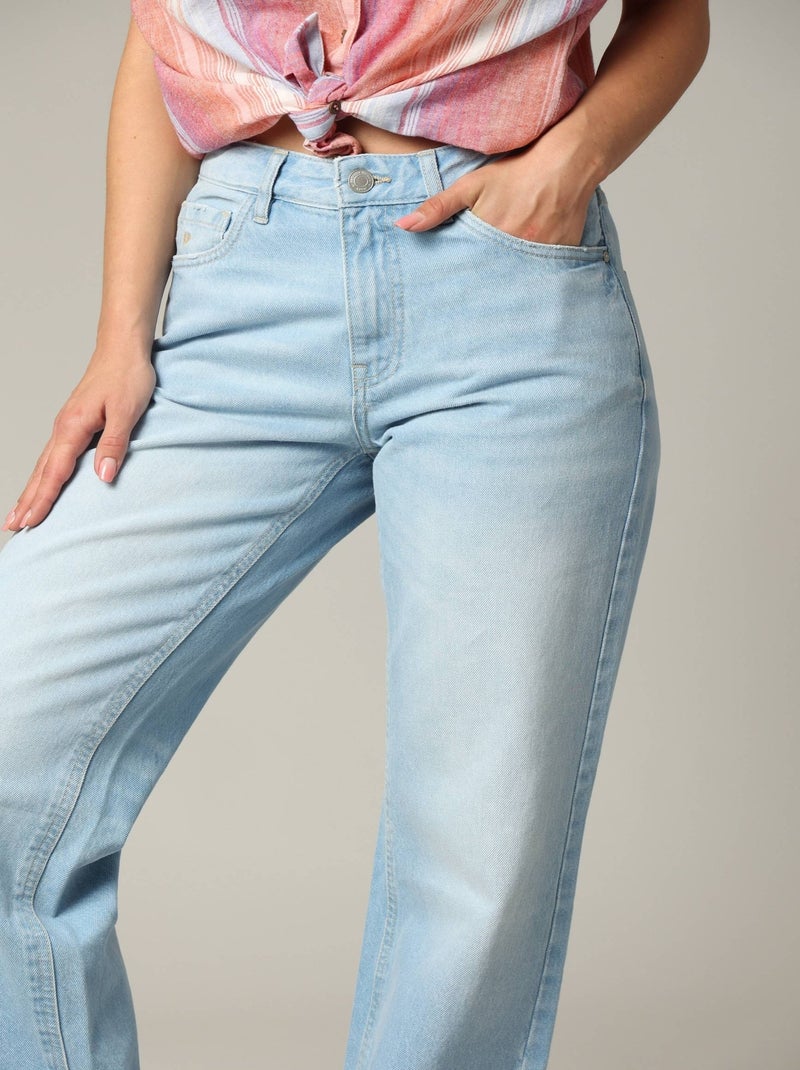 Jean Wide Leg en denim avec braguette à fermeture à glissière 'Deeluxe' Bleu ciel - Kiabi