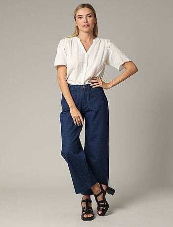 Jean Wide Leg en denim avec braguette à fermeture à glissière 'Deeluxe'