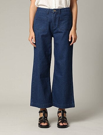 Jean Wide Leg en denim avec braguette à fermeture à glissière 'Deeluxe'