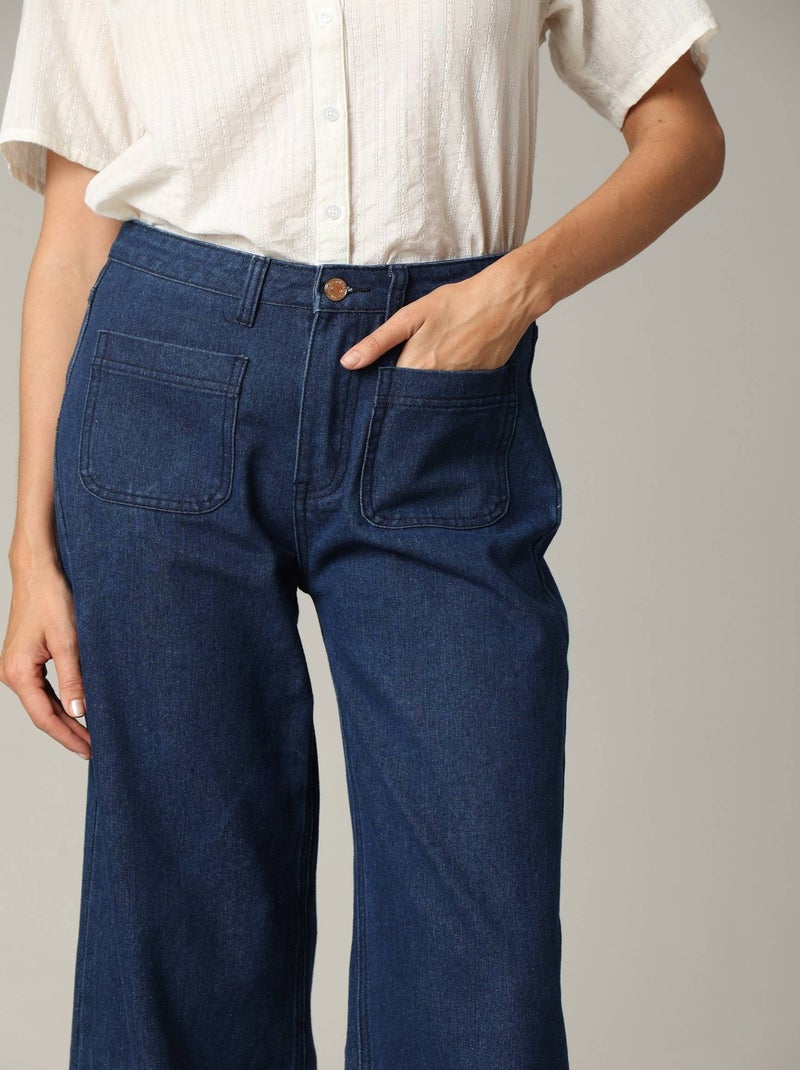 Jean Wide Leg en denim avec braguette à fermeture à glissière 'Deeluxe' Bleu clair - Kiabi