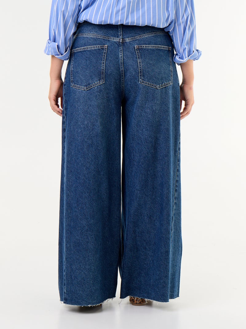 Jean wide leg et bord à cru Bleu - Kiabi