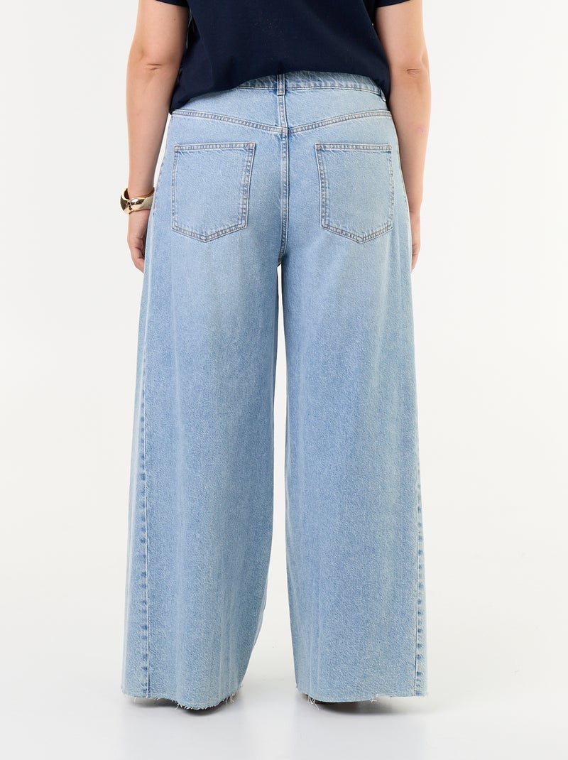 Jean wide leg et bord à cru Bleu - Kiabi