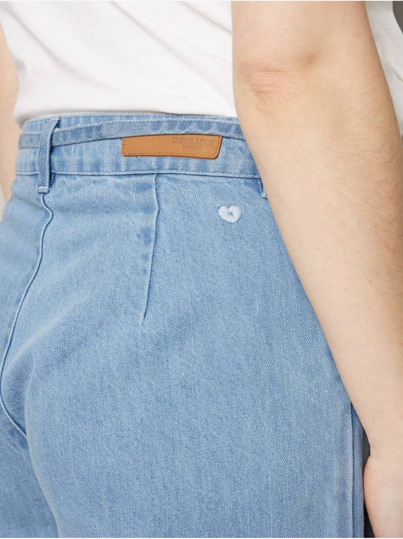Jean wide leg femme 100% coton 'Deeluxe' Bleu foncé - Kiabi