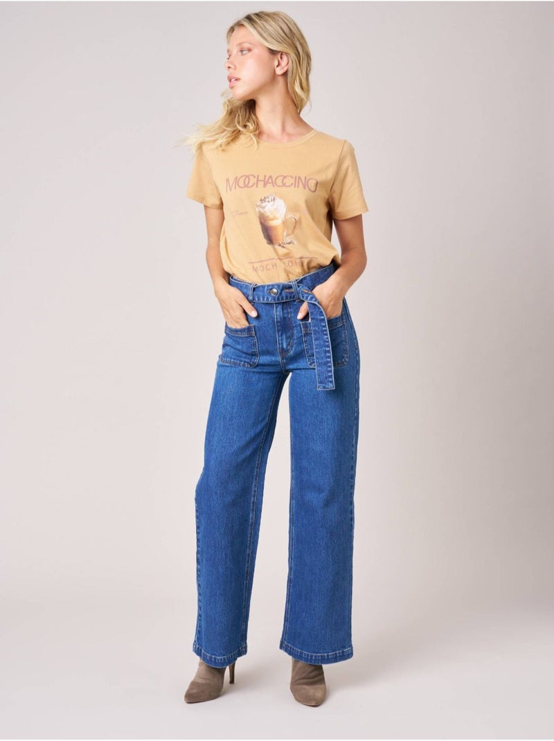 Jean wide leg femme 'deeluxe' Bleu clair - Kiabi