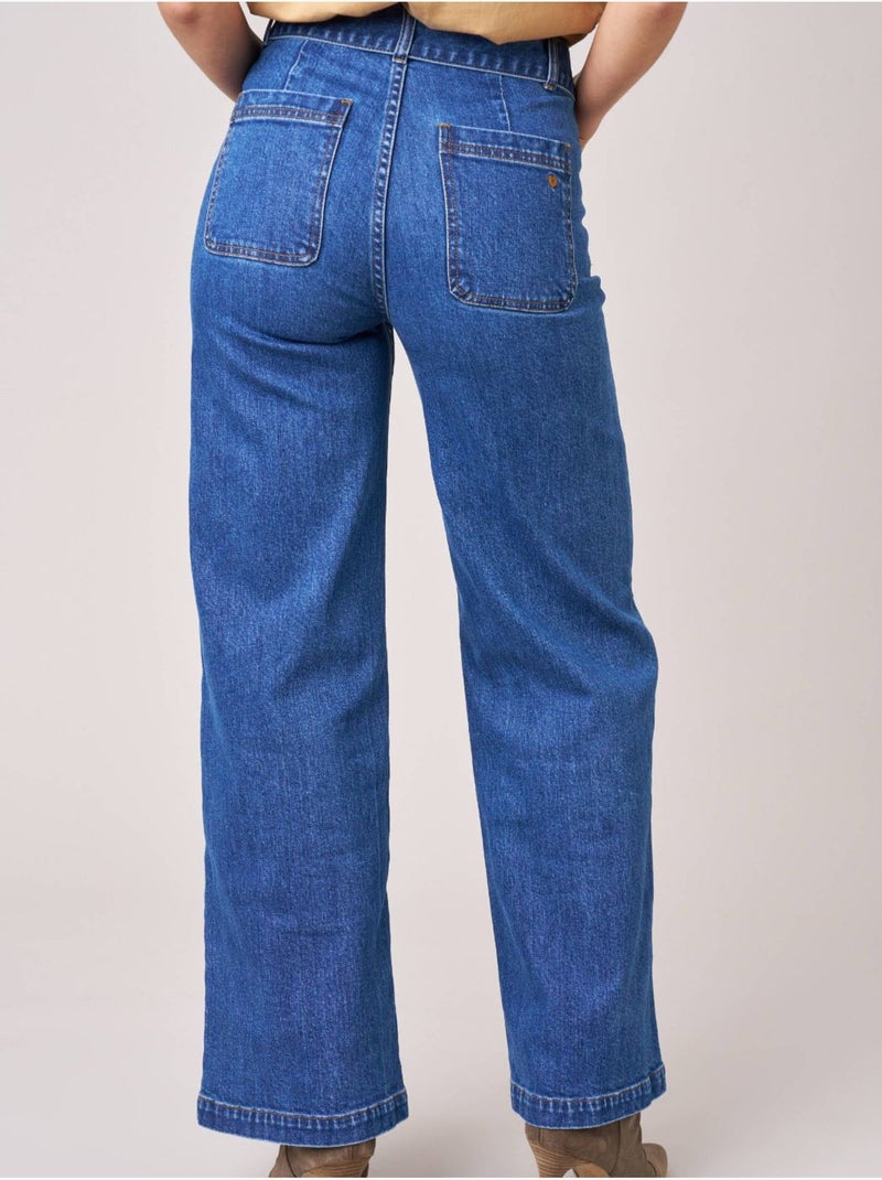 Jean wide leg femme 'deeluxe' Bleu clair - Kiabi