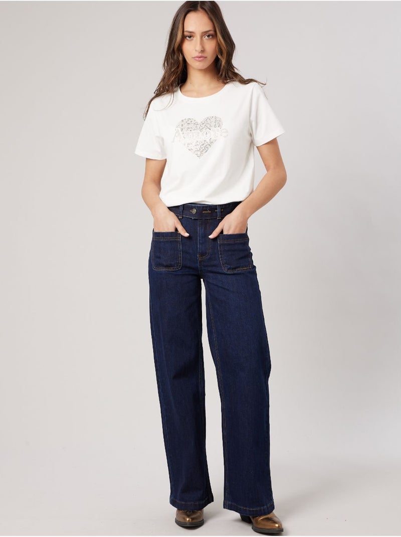 Jean wide leg femme 'deeluxe' Bleu foncé - Kiabi
