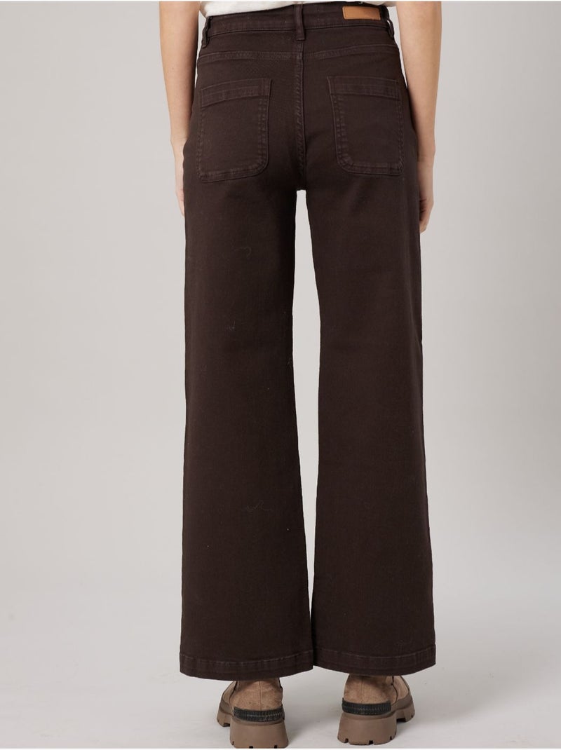 Jean wide leg femme 'deeluxe' Marron - Kiabi