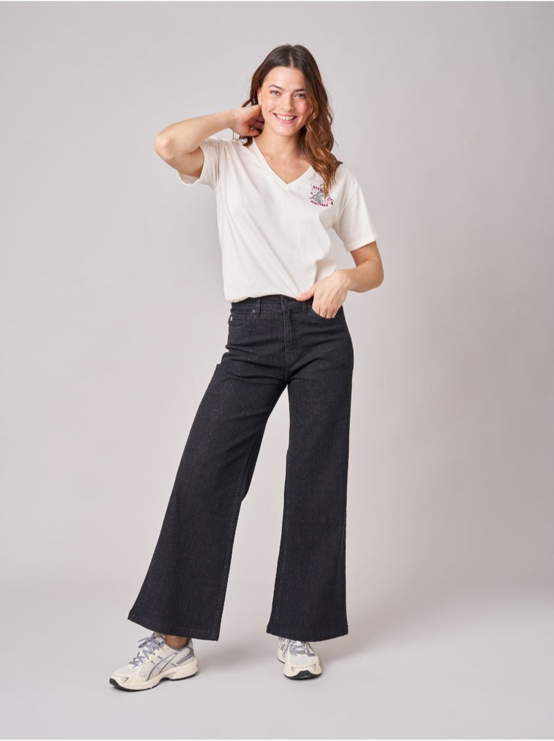 Jean wide leg femme  'Deeluxe' Noir Gris - Kiabi