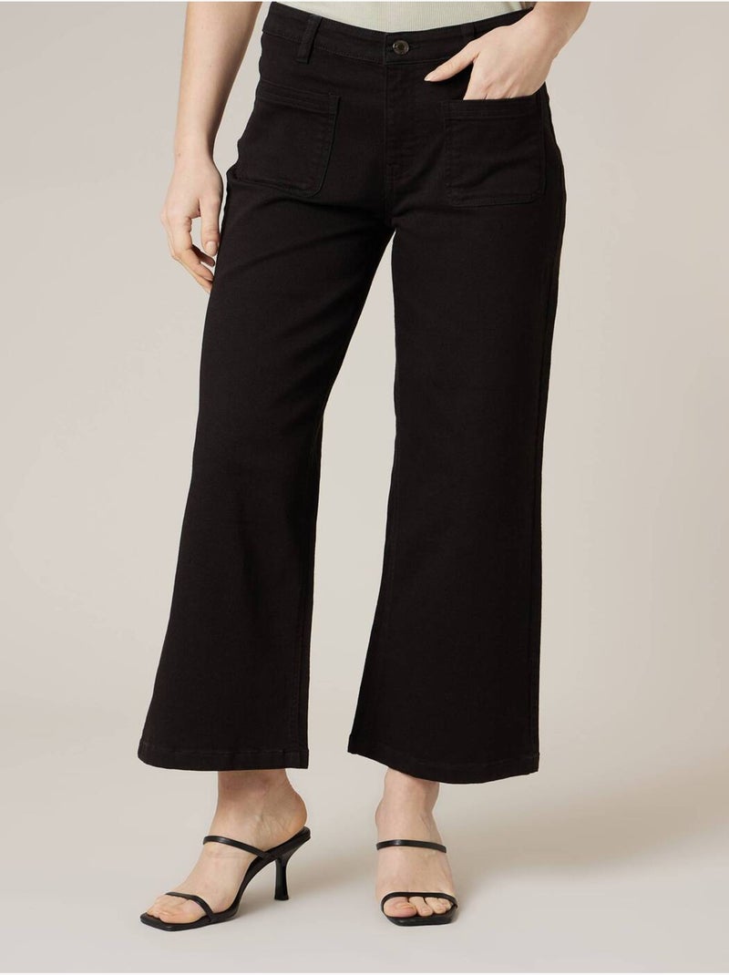 Jean wide leg femme 'deeluxe' Noir - Kiabi