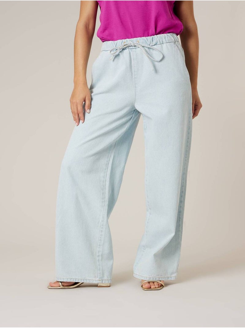Jean wide leg femme en 100% coton 'Deeluxe' Bleu clair - Kiabi