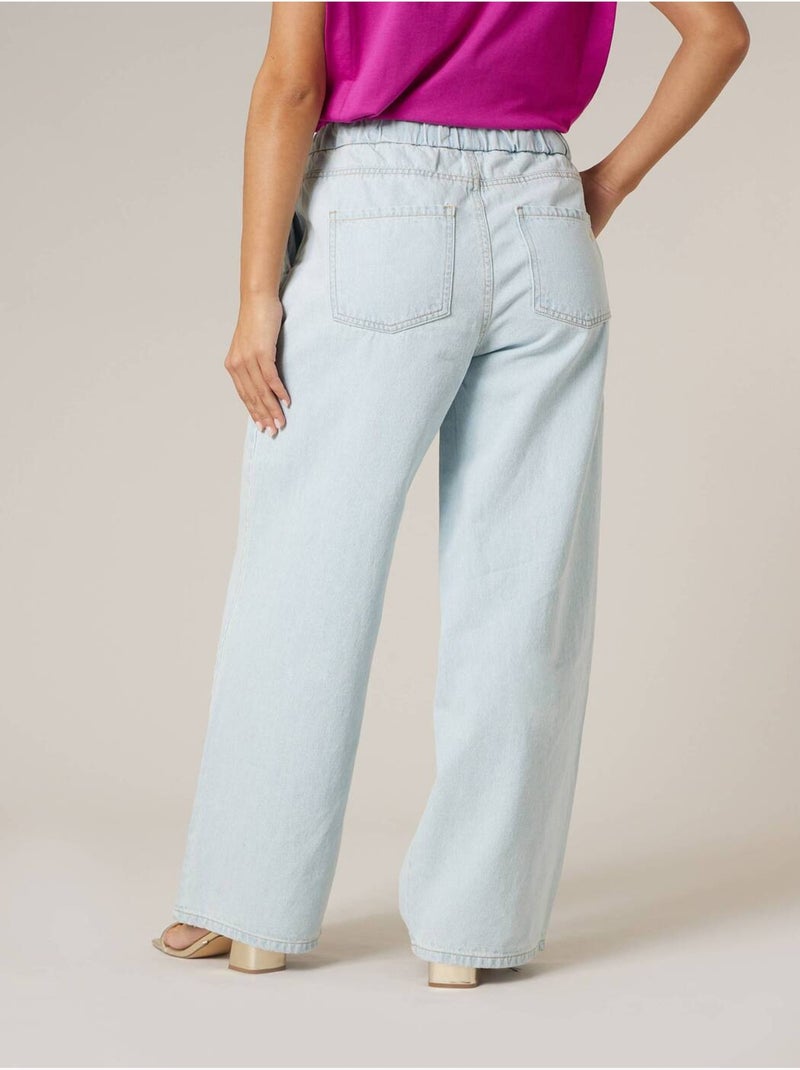Jean wide leg femme en 100% coton 'Deeluxe' Bleu clair - Kiabi