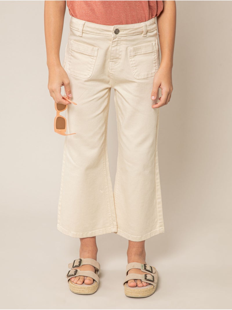 Jean wide leg fille 'deeluxe' Blanc - Kiabi