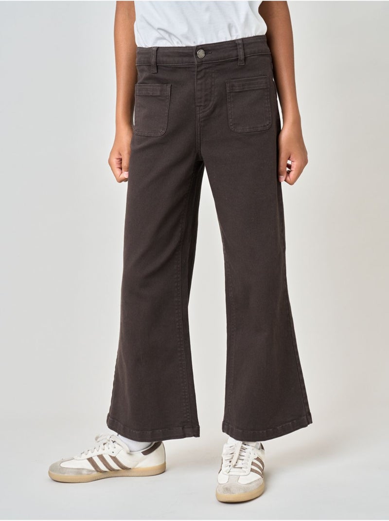 Jean wide leg fille 'deeluxe' Marron - Kiabi