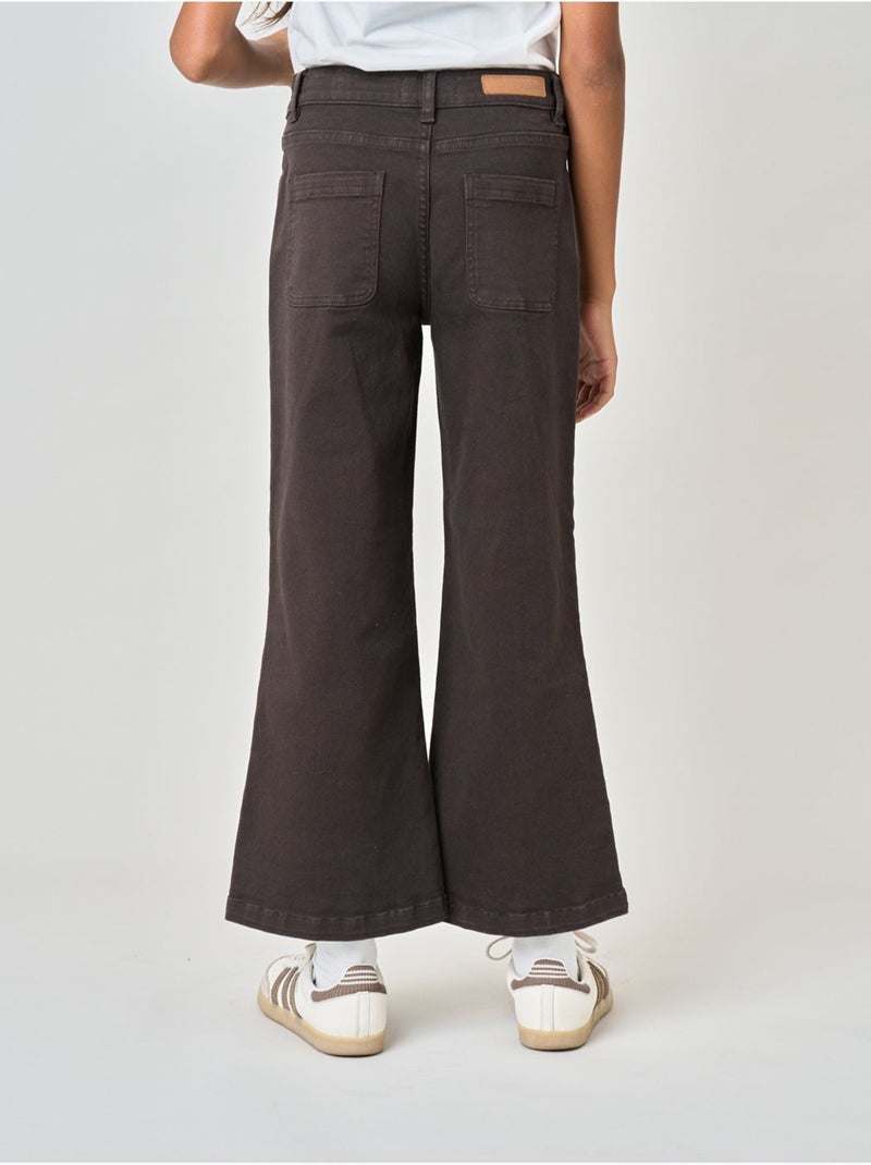 Jean wide leg fille 'deeluxe' Marron - Kiabi