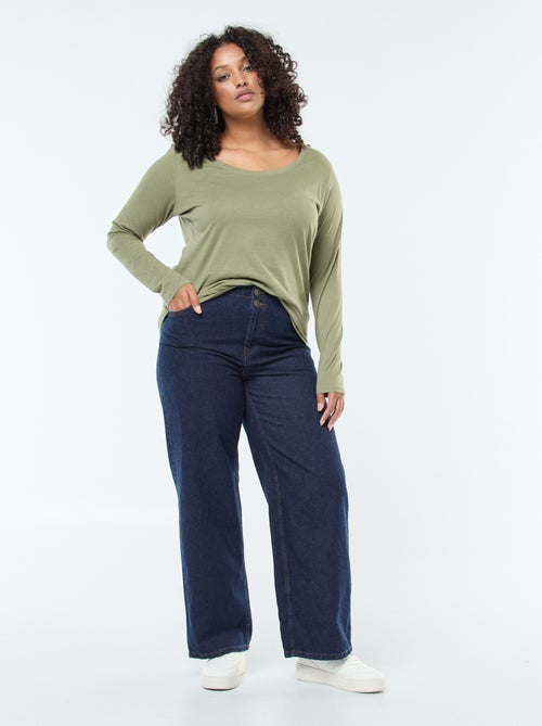 Jean wide leg fit / coupe large et taille élastique - Kiabi